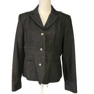 Harve Benard Jacket‎ Blazer Womens Medium Black Wool Blend Work Office Casual